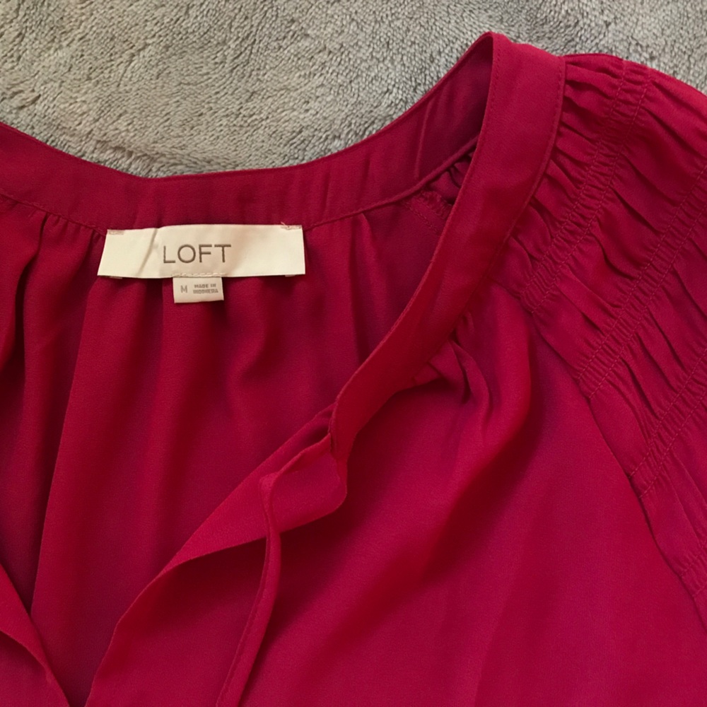 ♥️LOFT Women's Red Long-Sleeve Blouse - Picture 2 of 5